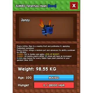 Grow a garden - GODLY/COLOSSAL JUMBO Tarantula Hawk