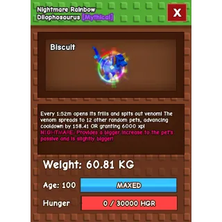 Grow a garden - HUGE NIGHTMARE DILOPHOSAURUS