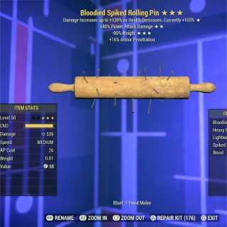 Bloodied PA RW Rolling Pin 