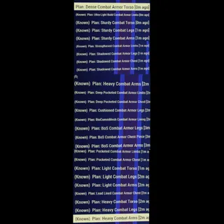 All Combat Armor Plans and mod Plans