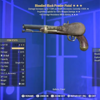 BE 50 Black Powder Pistol 