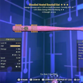 Level 45 Bloodied Pink Baseball Bat 