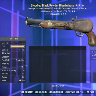 Bloodied VHC Dura Black Powder Pistol 