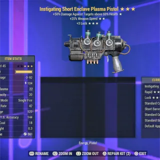 Instigating FFR 3L Enclave Plasma Pistol 