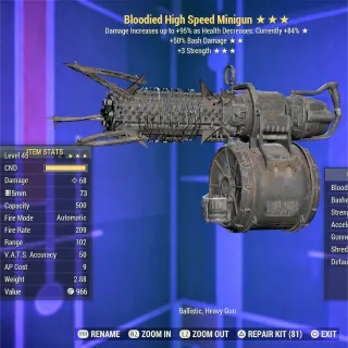Bloodied Bashing 3S Minigun 