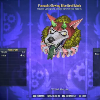 Fasnacht Glowing Blue Devil Mask 