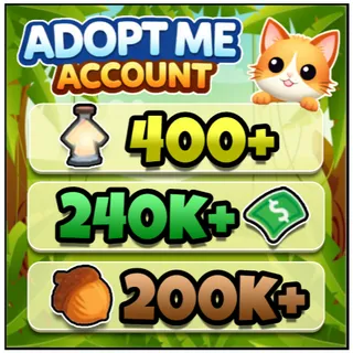 400+ Age Up Potions, 200k+ Acorns, 240k+ Bucks - Adopt Me Account - Full Access - Instant Delivery