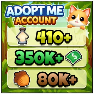 410+ Age Up Potions, 80k+ Acorns, 350k+ Bucks - Adopt Me Account - Full Access - Instant Delivery