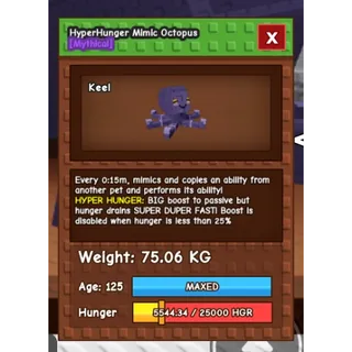 HyperHunger Mimic Octopus 75KG | 15s Mimic without toy | Mimic 15s | Mimic 15 seconds