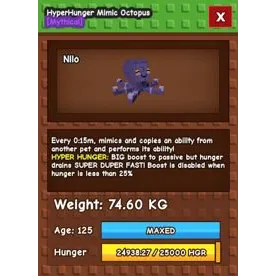 HyperHunger Mimic Octopus 74KG | 15s Mimic without toy | Mimic 15s | Mimic 15 seconds