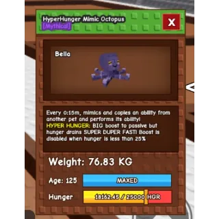 HyperHunger Mimic Octopus 15s cd no toy! 76.83kg age 125