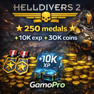 HELLDIVERS 2 ⭐ 250 medals + 10K exp + 30K coins