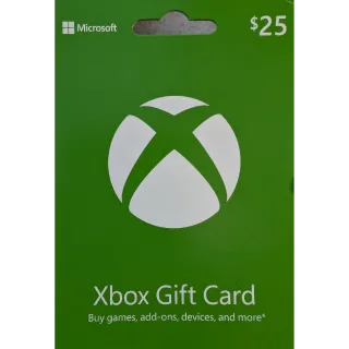 $25.00 USD Xbox Gift Card