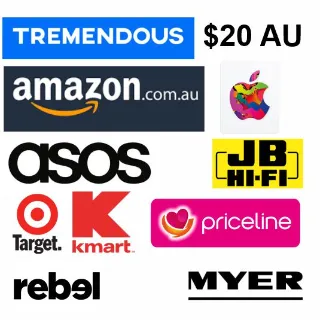 $20.00 AUD Apple / ITUNES / Amazon / JB Hifi / Coles / Myer/ JB Hifi from Tremendous giftcard