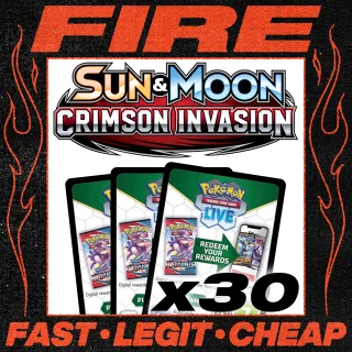 x30 Pokémon TCG Live Codes (Sun & Moon - Crimson Invasion) Instant Delivery