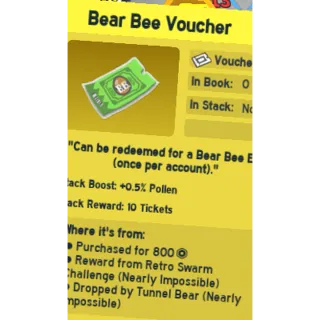 Bee Swarm Simulator | Bear Bee Voucher (BBV)