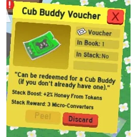 Bee Swarm Simulator > Cub Buddy Voucher