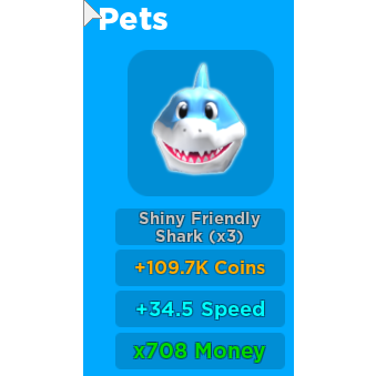 Pet X1 Shiny Friendly Shark In Game Items Gameflip - x3 magnet simulator roblox