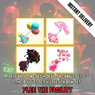PARTY BALLOONS SET + DEVILISH CANDLE SET + GOTHIC BOUQUET SET + LOVESICK BOW SET - FLEE THE FACILITY / FTF