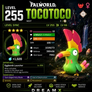 Tocotoco any skill / level palworld 