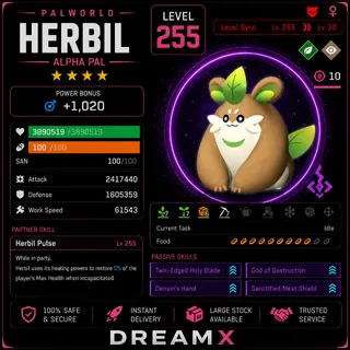 Herbil any skill / level palworld 