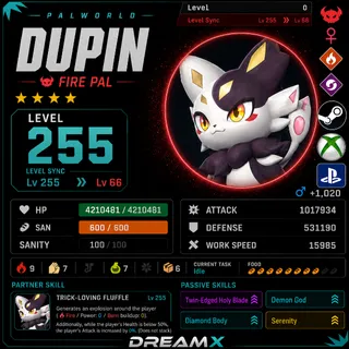 Palworld Dupin Every Skill / level 