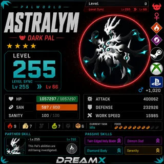 Palworld Astralym Every Skill / level 