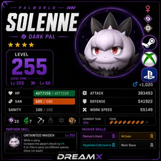 Palworld Solenne Every Skill / level 