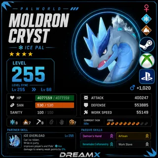 Palworld Moldron Cryst Every Skill / level 