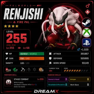 Palworld Renjishi Every Skill / level 