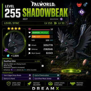 Shadowbeak any skill / level palworld all platform