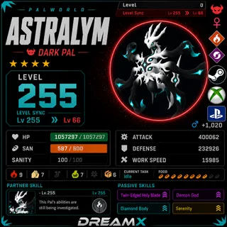 Palworld Astralym Every Skill / level 