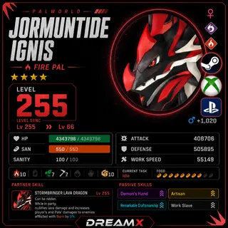 Palworld Jormuntide Ignis Every Skill / level 