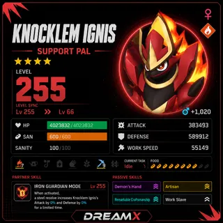 Palworld Kocklem Ignis Every Skill / level 