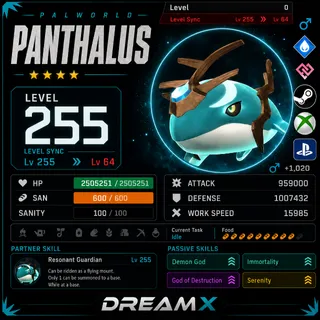 Palworld Panthalus Every skill / level 