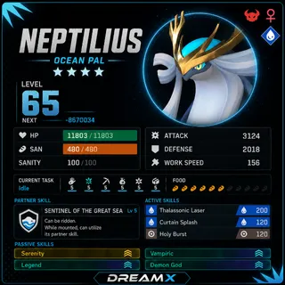 Palworld Neptilius Every Skill / level 