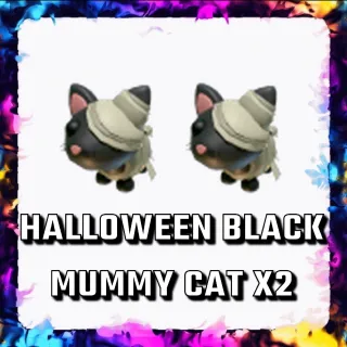 HALLOWEEN BLACK MUMMY CAT x2