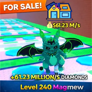 DIAMOND MAGMEW LVL 240+ 61.23M/S | ESCAPE TSUNAMI FOR BRAINROTS