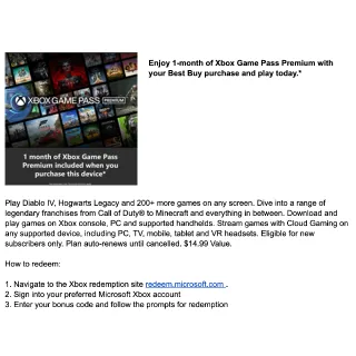Xbox Game Pass 1-month 1-month