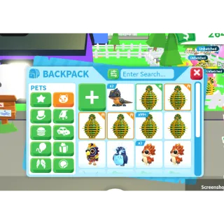 123k+ aztec eggs,  Ehecatl,  3 Chankhe and 1 water opossum, 4tree frog, 6 tuge