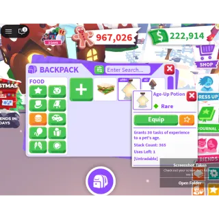 Bucks    &  Age up   Portions &  Ginger  Bread - adopt me 	