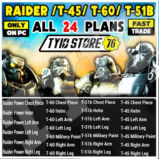 T-45 T-60 T-51B RAIDER  PLANS