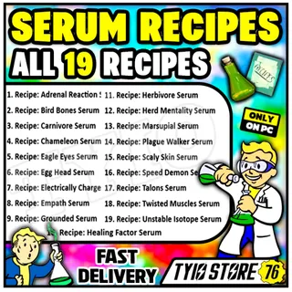 fallout 76 SERUM RECIPES