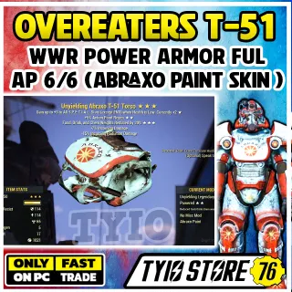 Overeaters t-51 FDCWR Power Armor FULL AP 6/6