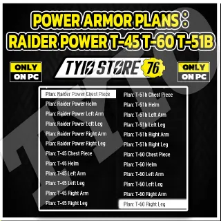 T-45 T-60 T-51B RAIDER  PLANS