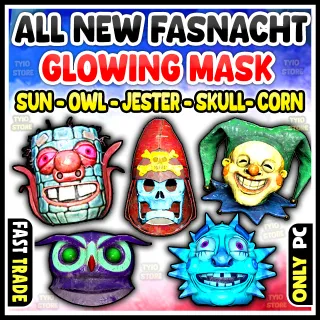 FASNACHT GLOWING MASK ( Sun - Owl - Jester - Skull- Corn Cob )