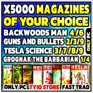 BACKWOODS MAN 4-6 / Tesla Science 3-7-8-9 / Guns and Bullets 2-3-9 / Grognak the Barbarian 1- 4