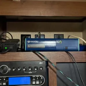 Blue XBox 360 with 2 controllers 