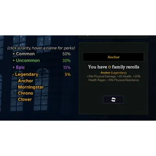 Clover RPG l Anchor Perk Account