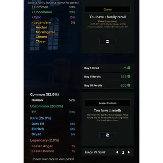 Clover RPG l Clover Perk + Lesser Demon race Account